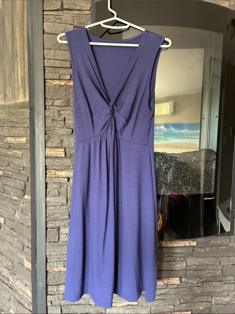 Sleeveless Knot-Front Navy A-Line Dress - Unbranded